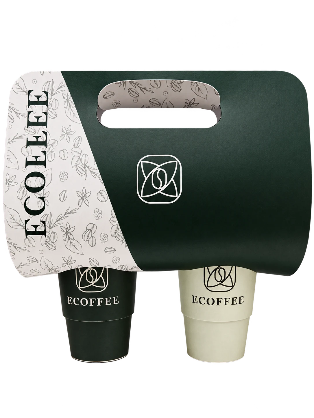 Bolsa y vasos impresos para marca de café