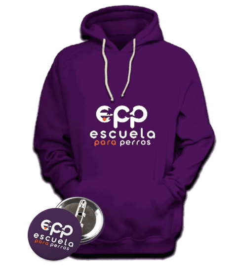 Buzo morado y botones personalizados para Escuela para Perros