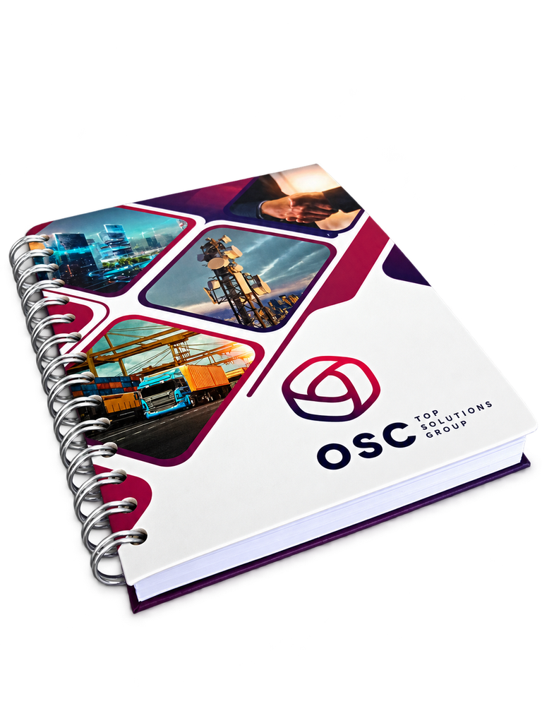 Cuaderno corporativo OSC con encuadernación espiral