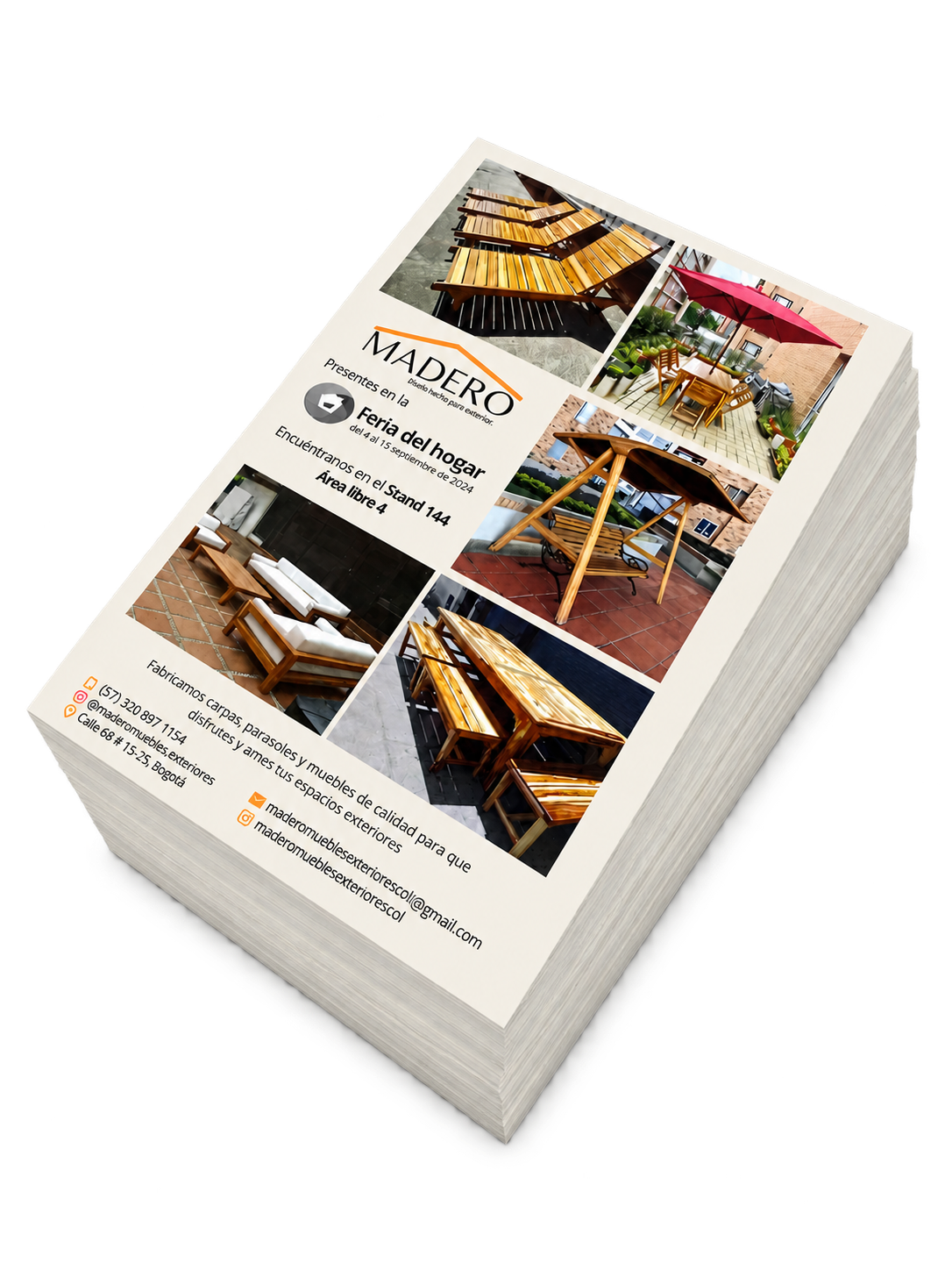 Volantes impresos para Madero Muebles Exteriores